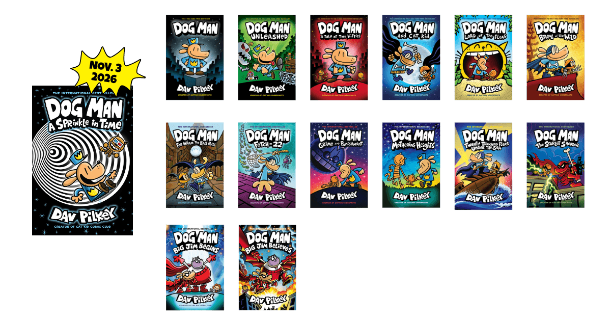 Learn more about the award-winning Dog Man series of books by David Pilkey! Click Here!